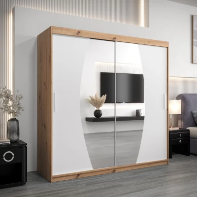 Šatní skříň LILIANA - šířka 200 cm, dub artisan / bílá