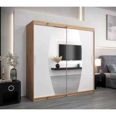 Šatní skříň LILIANA - šířka 200 cm, dub artisan / bílá