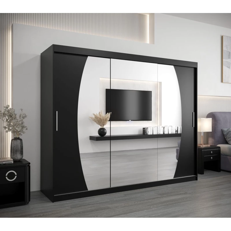 Šatní skříň NATALIE - šířka 250 cm, černá