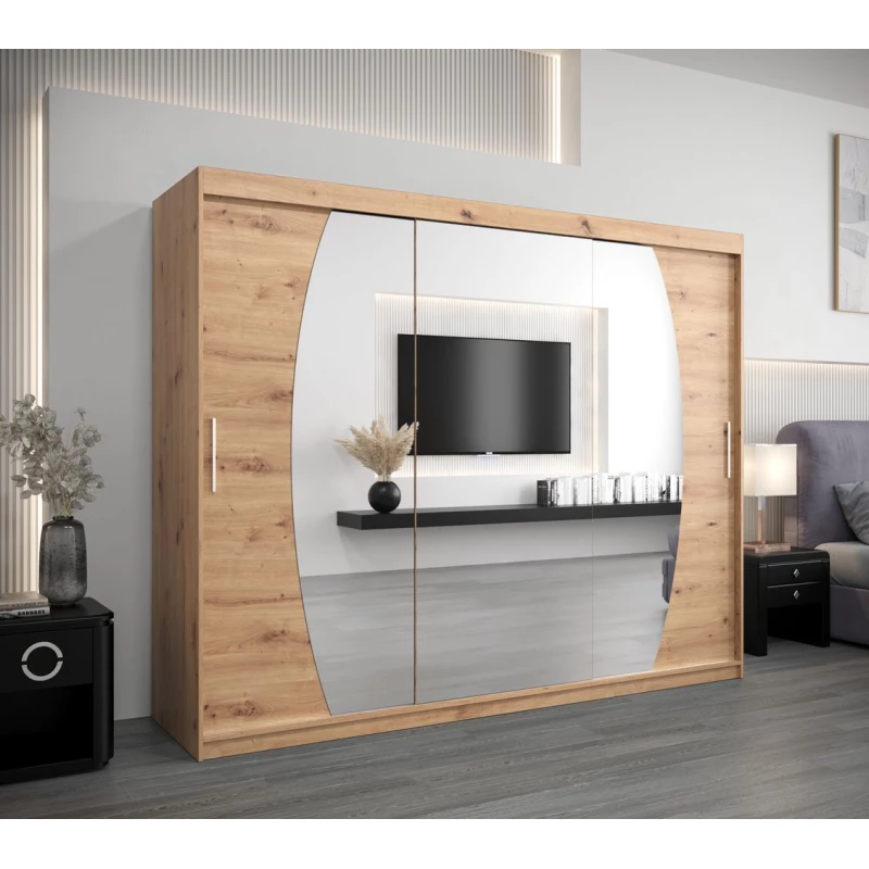 Šatní skříň NATALIE - šířka 250 cm, dub artisan