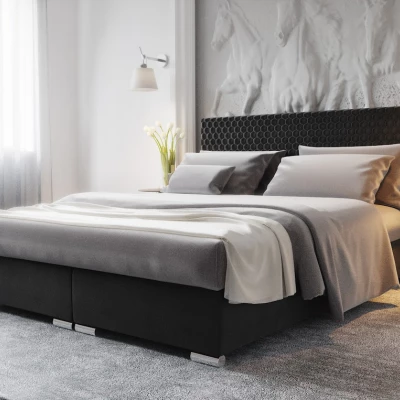 Manželská čalouněná postel HENIO COMFORT - 180x200, černá