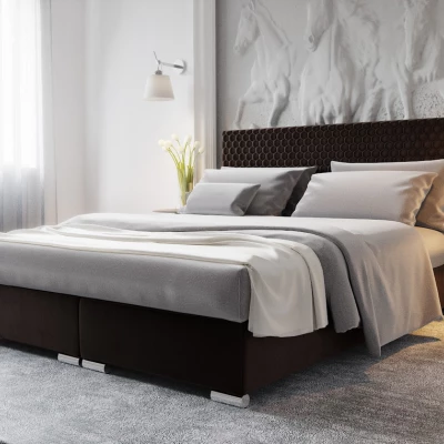 Manželská čalouněná postel HENIO COMFORT - 160x200, tmavě hnědá