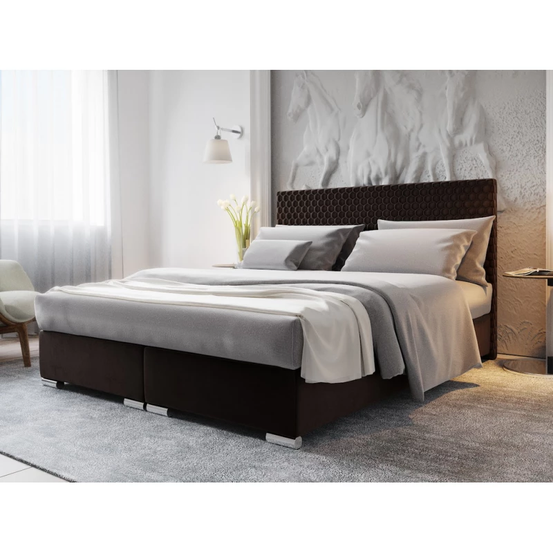 Manželská čalouněná postel HENIO COMFORT - 180x200, tmavě hnědá