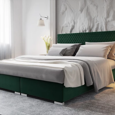 Manželská čalouněná postel HENIO COMFORT - 160x200, láhvově zelená