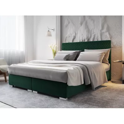 Manželská čalouněná postel HENIO COMFORT - 160x200, láhvově zelená
