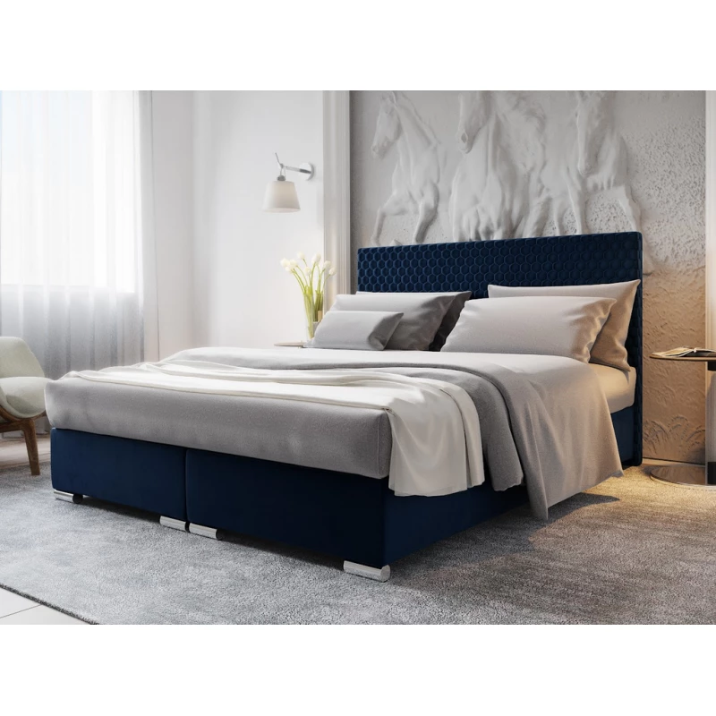 Jednolůžková čalouněná postel HENIO COMFORT - 120x200, modrá