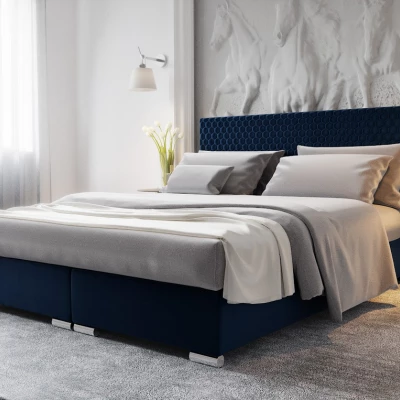 Manželská čalouněná postel HENIO COMFORT - 140x200, modrá