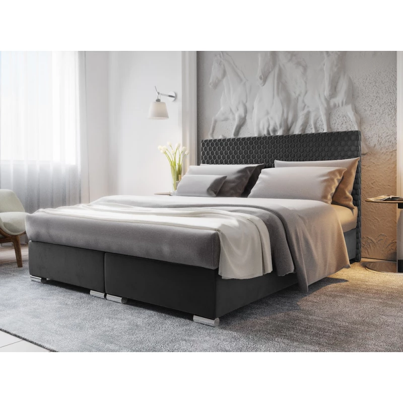 Manželská čalouněná postel HENIO - 200x200, světle šedá