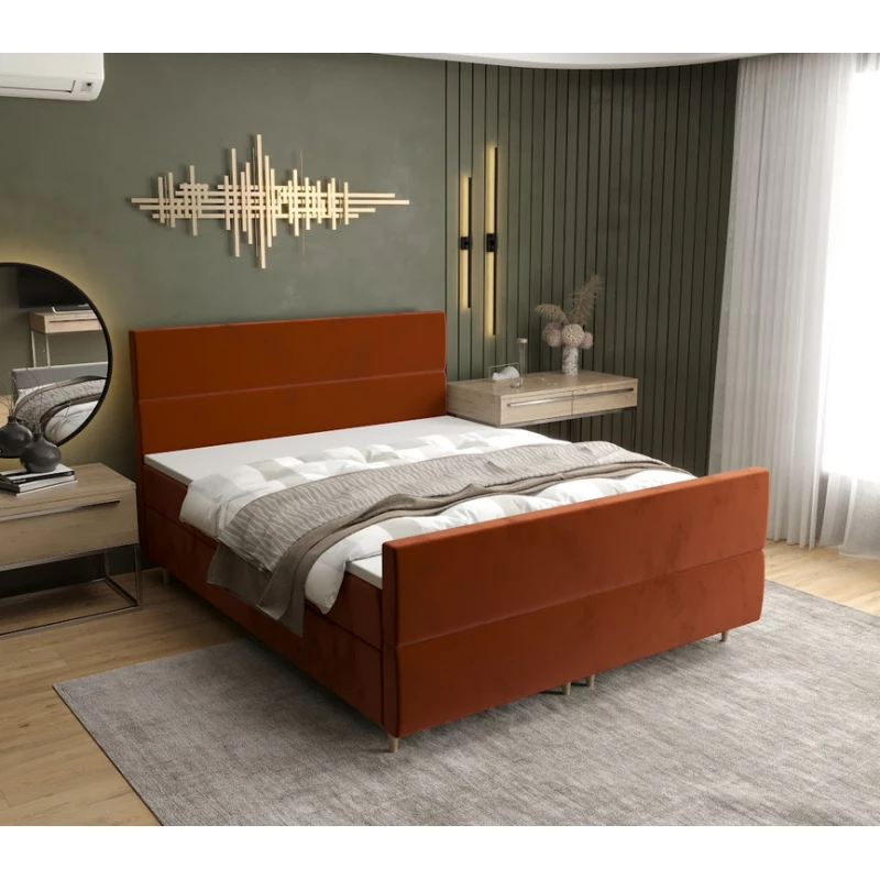 Boxspringová postel ANGELES PLUS COMFORT - 140x200, oranžová