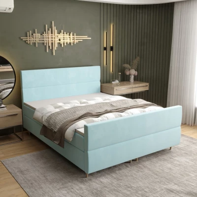 Boxspringová postel ANGELES PLUS COMFORT - 140x200, světle modrá