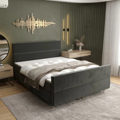 Boxspringová postel ANGELES PLUS COMFORT - 160x200, tmavě šedá