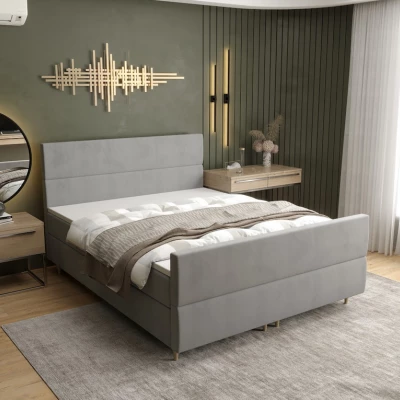 Boxspringová postel ANGELES PLUS COMFORT - 140x200, světle šedá