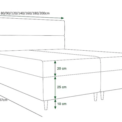 Boxspringová postel ANGELES COMFORT - 180x200, černá