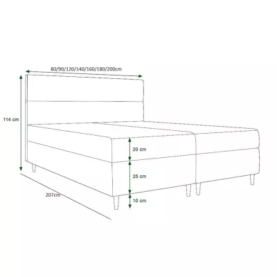 Boxspringová postel ANGELES COMFORT - 180x200, černá