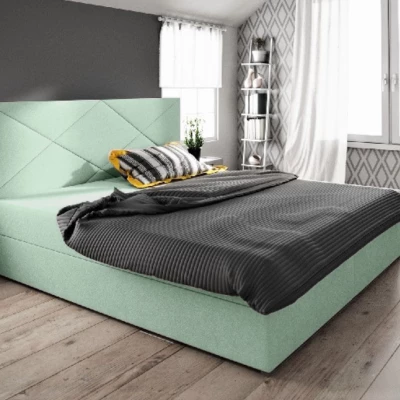 Manželská postel s úložným prostorem STIG COMFORT 4 - 200x200, světle zelená