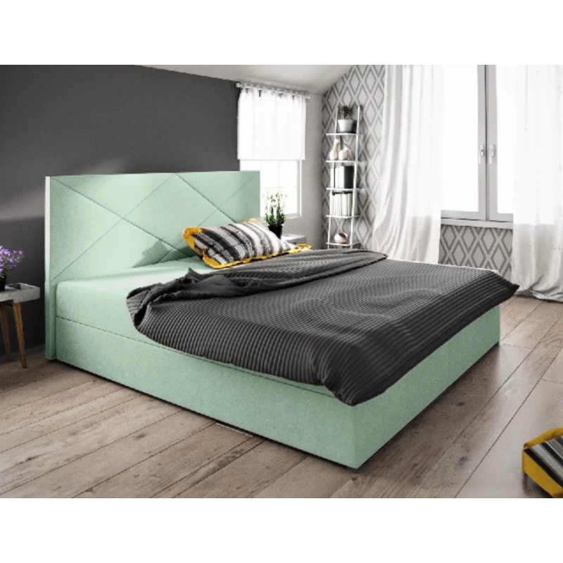 Manželská postel s úložným prostorem STIG COMFORT 4 - 160x200, světle zelená