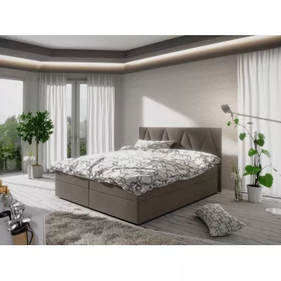 Manželská postel s úložným prostorem STIG COMFORT 3 - 200x200, světle hnědá