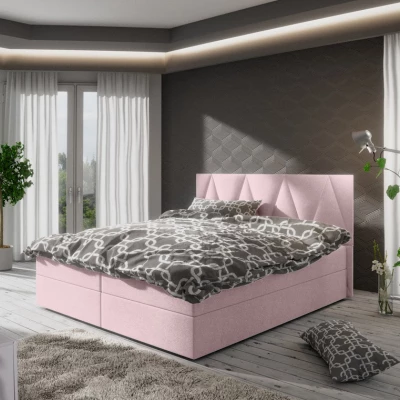 Manželská postel s úložným prostorem STIG COMFORT 3 - 200x200, růžová