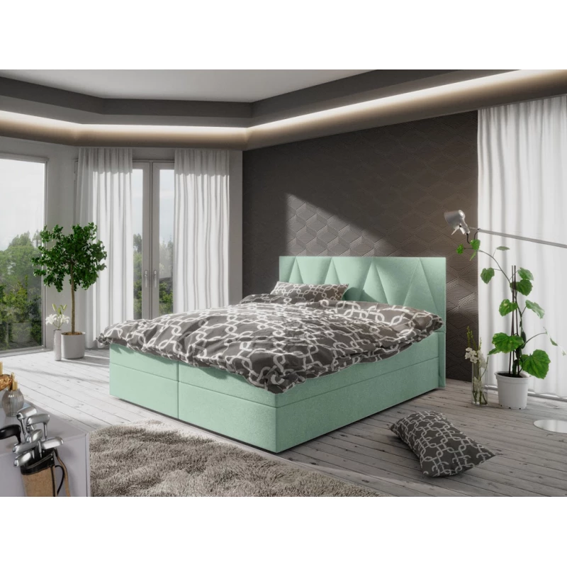 Manželská postel s úložným prostorem STIG COMFORT 3 - 160x200, světle zelená