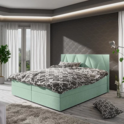 Manželská postel s úložným prostorem STIG COMFORT 3 - 140x200, světle zelená