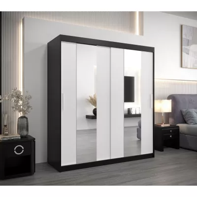 Skříň s posuvnými dveřmi KARIN - šířka 180 cm, černá / bílá