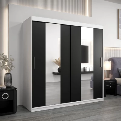 Šatní skříň ALICE - šířka 200 cm, bílá / černá