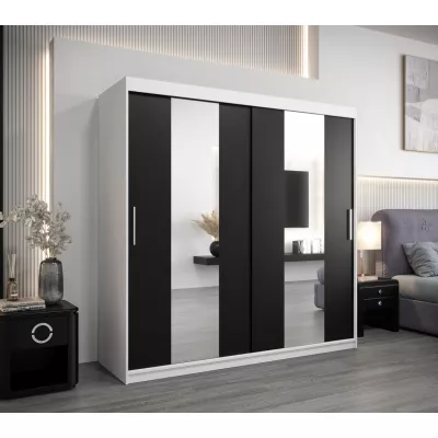 Šatní skříň ALICE - šířka 200 cm, bílá / černá