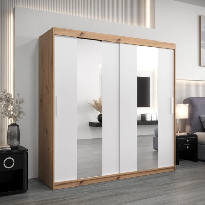 Šatní skříň ALICE - šířka 200 cm, dub artisan / bílá