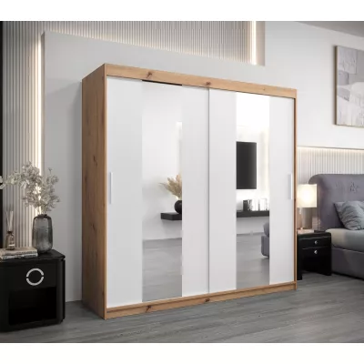 Šatní skříň ALICE - šířka 200 cm, dub artisan / bílá