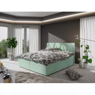 Manželská postel s úložným prostorem STIG 3 - 200x200, světle zelená