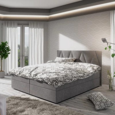 Manželská postel s úložným prostorem STIG COMFORT 3 - 200x200, světle šedá