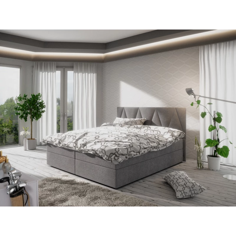 Manželská postel s úložným prostorem STIG COMFORT 3 - 200x200, světle šedá