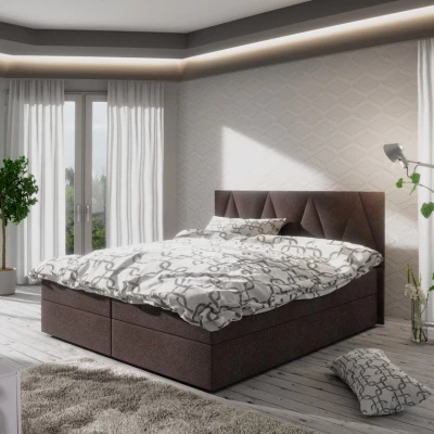 Manželská postel s úložným prostorem STIG 3 - 200x200, hnědá