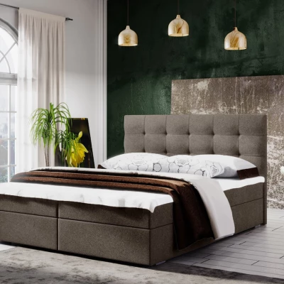 Manželská postel s úložným prostorem STIG COMFORT 5 - 200x200, světle hnědá