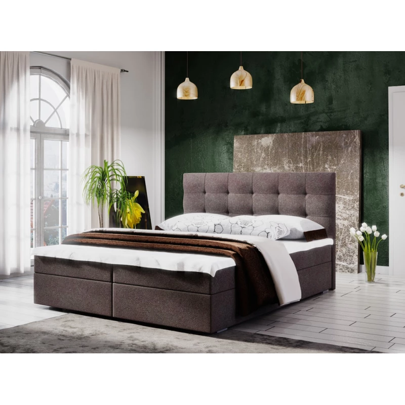 Manželská postel s úložným prostorem STIG COMFORT 5 - 200x200, hnědá