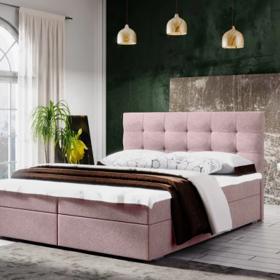 Manželská postel s úložným prostorem STIG COMFORT 5 - 200x200, růžová