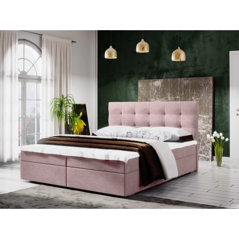 Manželská postel s úložným prostorem STIG COMFORT 5 - 200x200, růžová