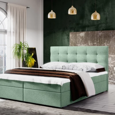 Manželská postel s úložným prostorem STIG COMFORT 5 - 180x200, světle zelená