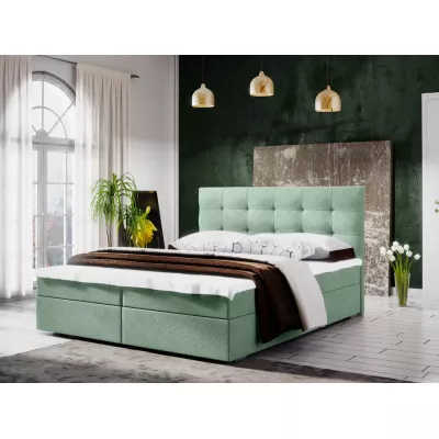 Manželská postel s úložným prostorem STIG COMFORT 5 - 180x200, světle zelená