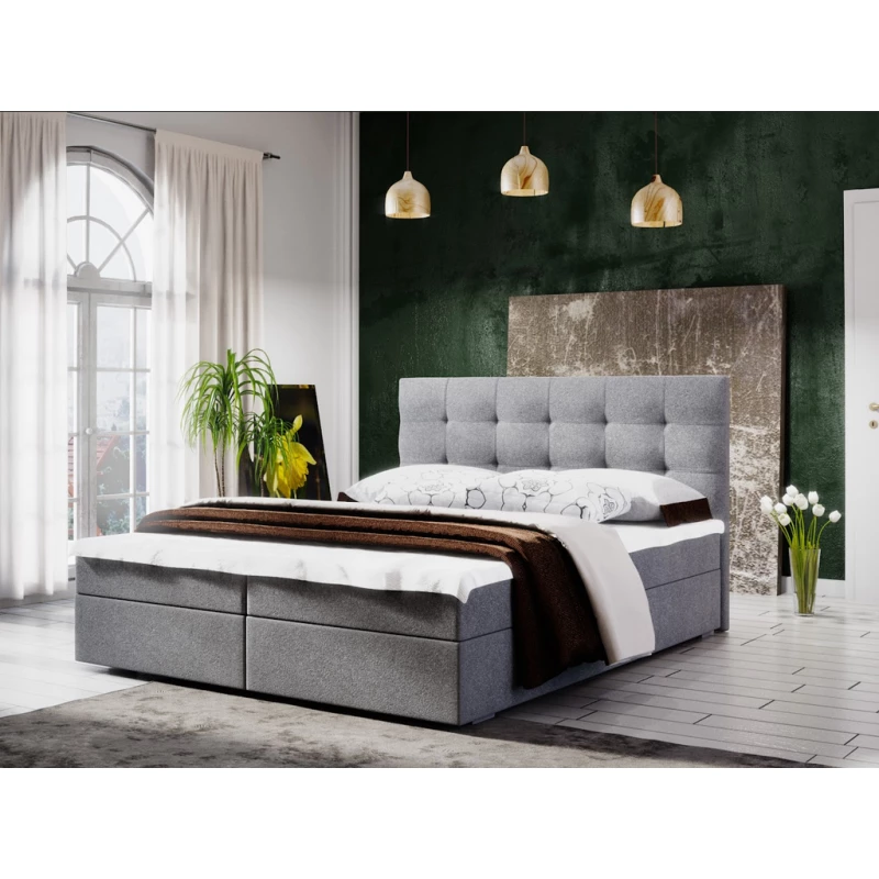 Manželská postel s úložným prostorem STIG COMFORT 5 - 160x200, světle šedá