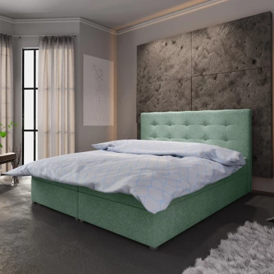 Manželská postel s úložným prostorem STIG COMFORT 6 - 200x200, světle zelená