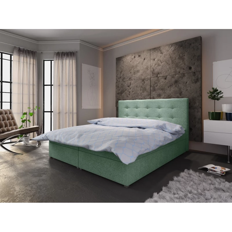 Manželská postel s úložným prostorem STIG COMFORT 6 - 180x200, světle zelená