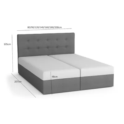 Manželská postel s úložným prostorem STIG COMFORT 6 - 160x200, šedá