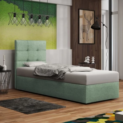 Čalouněná postel s úložným prostorem DELILAH 2 COMFORT - 90x200, pravá, světle zelená