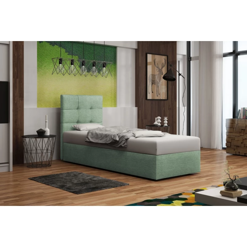 Čalouněná postel s úložným prostorem DELILAH 2 COMFORT - 90x200, pravá, světle zelená
