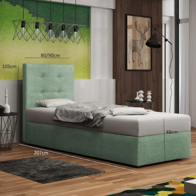 Čalouněná postel s úložným prostorem DELILAH 2 - 90x200, levá, světle hnědá
