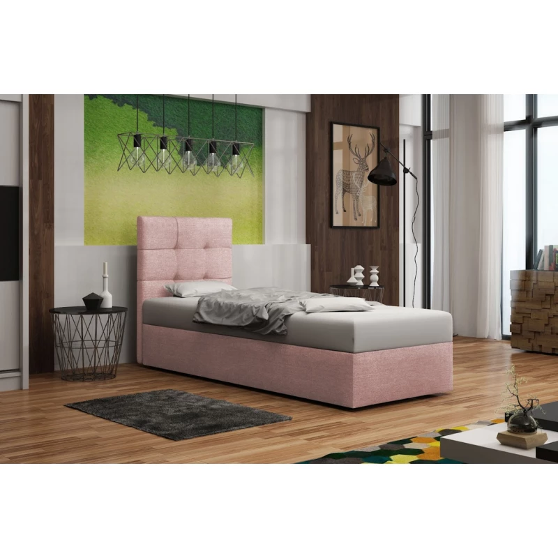 Čalouněná postel s úložným prostorem DELILAH 2 - 80x200, levá, růžová