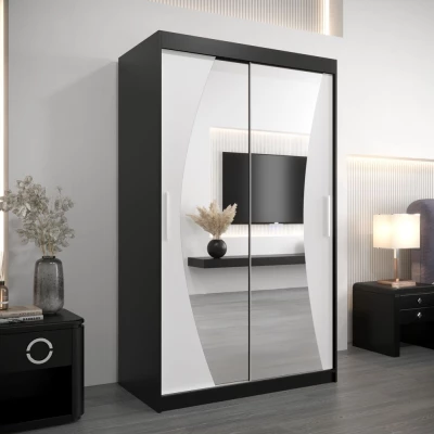 Skříň s posuvnými dveřmi AGATA - 120 cm, černá / bílá