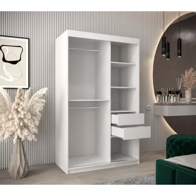 Skříň s posuvnými dveřmi AGATA - 120 cm, bílá / dub artisan