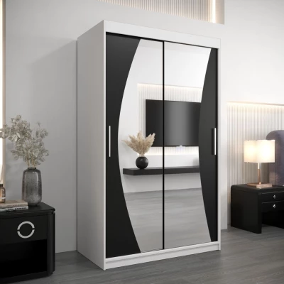 Skříň s posuvnými dveřmi AGATA - 120 cm, bílá / černá